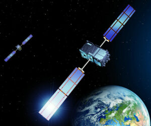 Two GPS Satellites Orbiting Earth