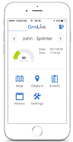 GPSLive APP Screen