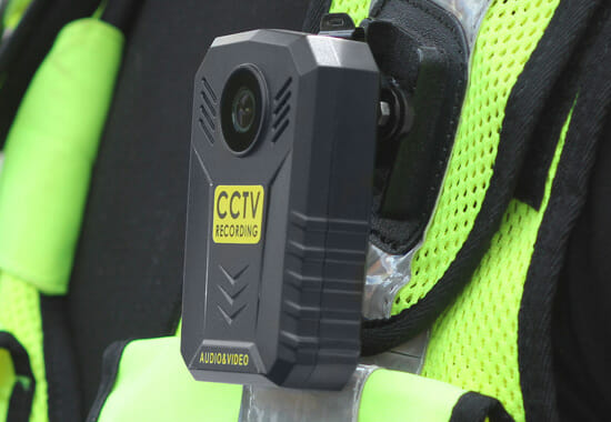 Security Guard Wearing a Body-Worn Camera