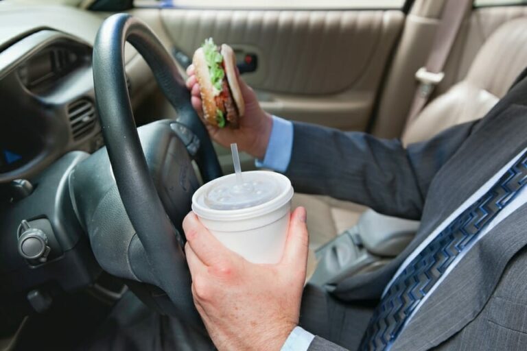 Driver Eating and Drinking Behind the Wheel