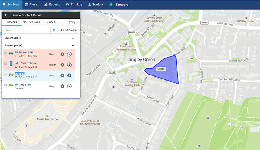 GPSLive Geofence Feature