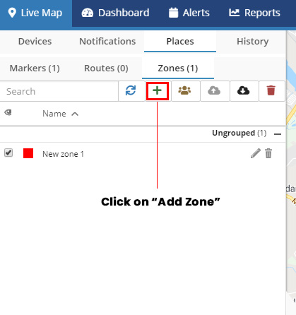 GPSLive Zones Control Panel